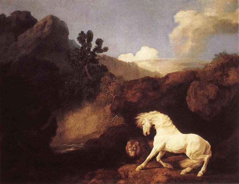 George Stubbs Hasta who become skramd of a lion oil painting picture